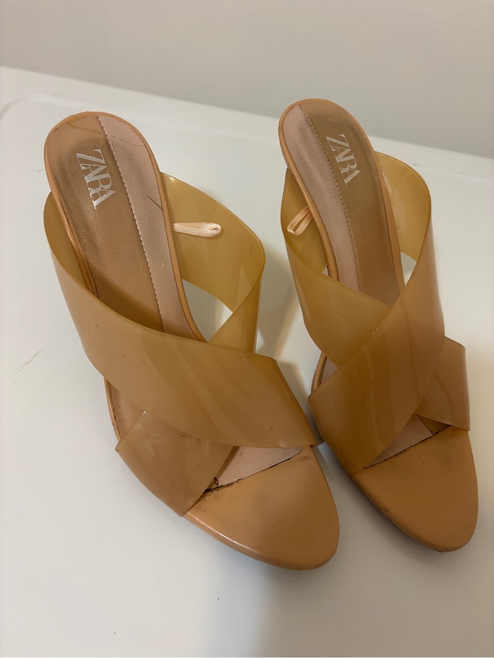 Zara Beige/Tan Crisscross Slide Mules